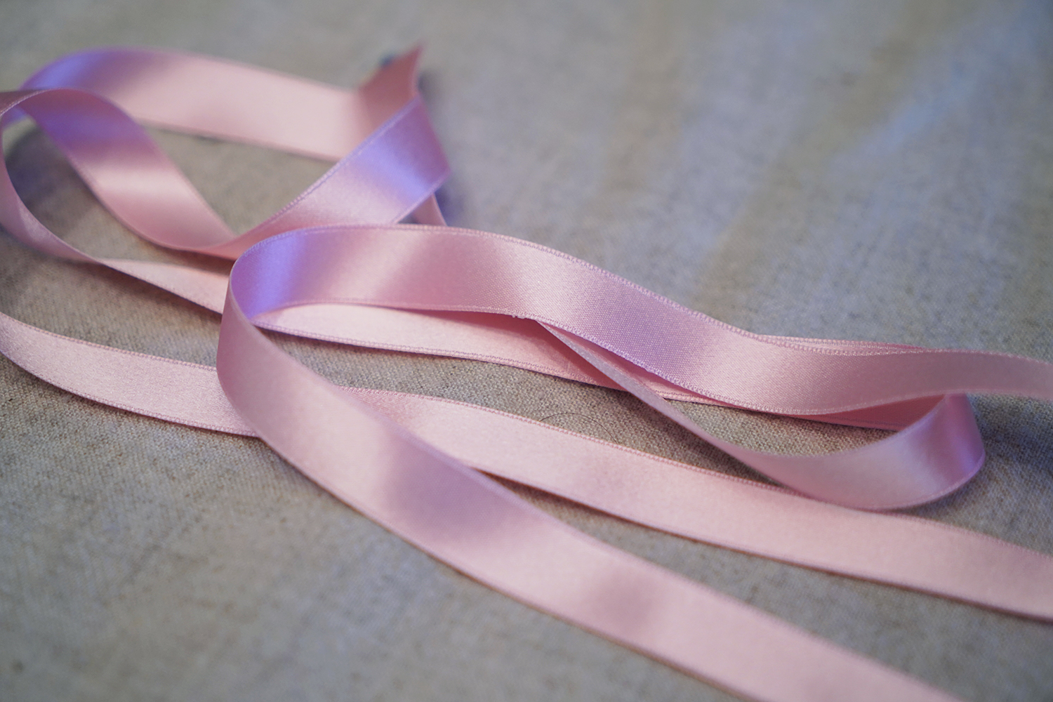 Antique 1900s Victorian silk ribbon pastel pink 1 inch W