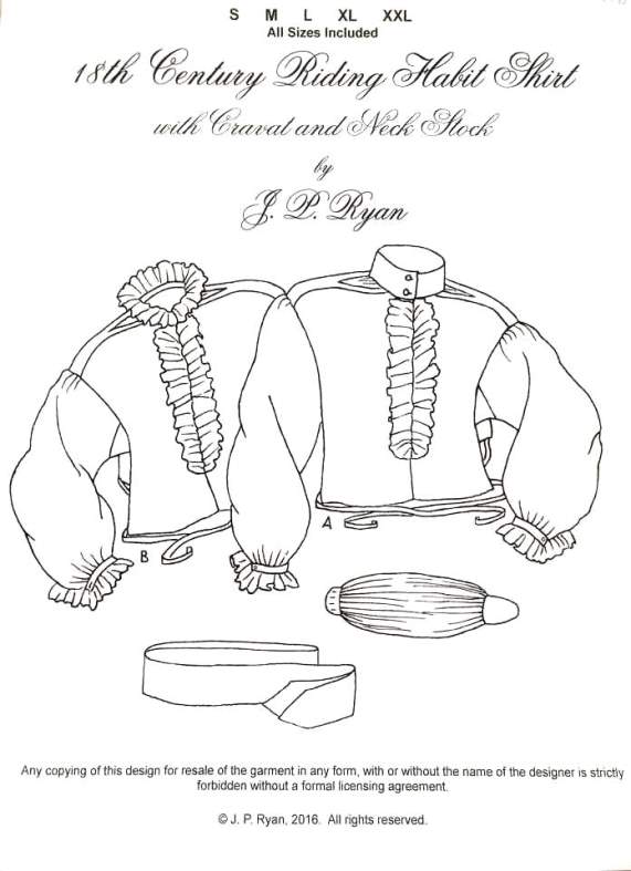 Woman's Riding Habit Shirt Pattern with Cravat & Stock c. 1730-1780 - Wm.  Booth, Draper