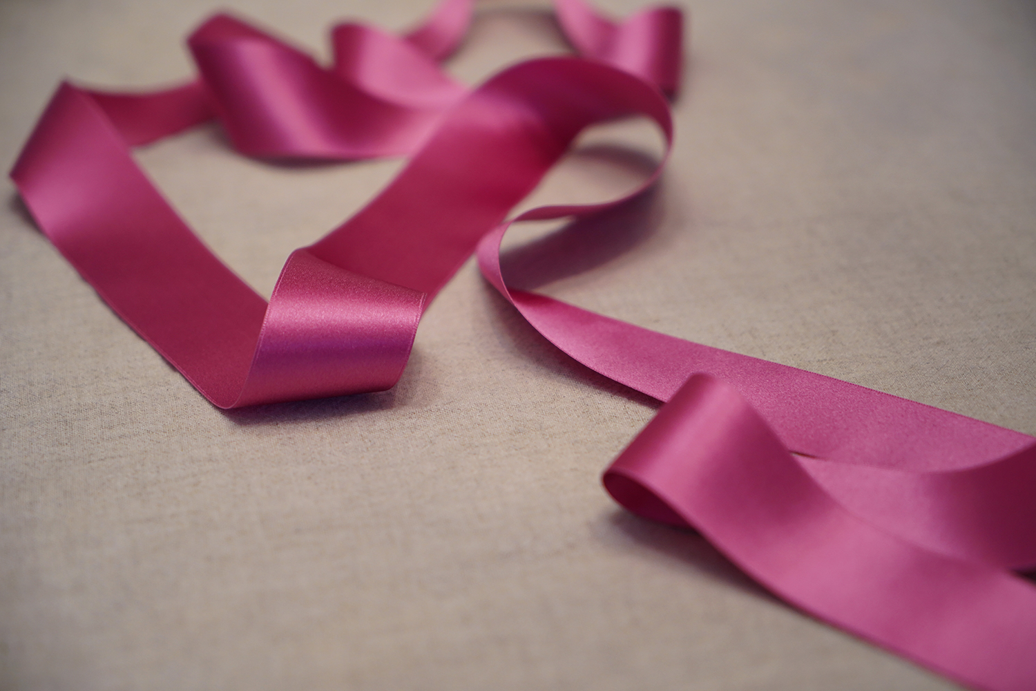 2 Pink Silk Satin Ribbon - Wm. Booth, Draper